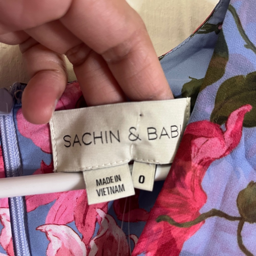 Sachin & Babi Penny Gown Women 0 Pink Periwinkle Floral Maxi Dress NEW $595 - Picture 9 of 13